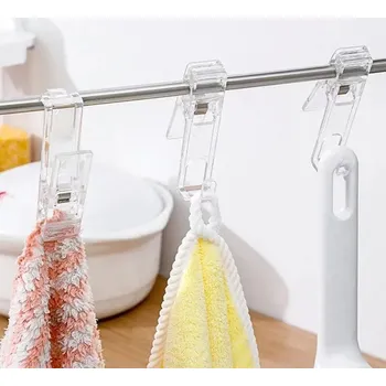 Držák na ručník Průhledné háčky na ručníky s klipy | věšáky na ručníky, koupelnové klipy 4 ks
