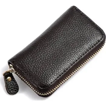 Peněženka Kožená vintage peněženka s klíčenkou | multifunkční pouzdro - tmavě hnědá