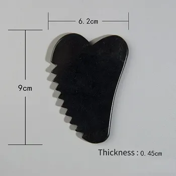 Jade kámen gua sha na masáž a detoxikaci pleti | masážní nástroj - Černý