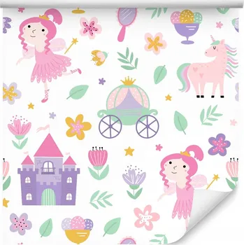 Fototapeta Tapeta pro dívky Zámek Magie Jednorožci Pohádka