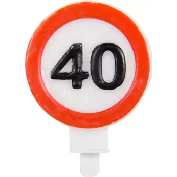 Party dekorace Narozeninová svíčka dopravní značka 40. narozeniny