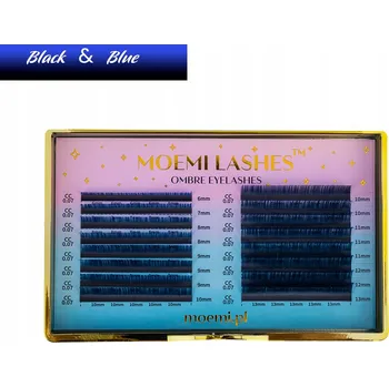 Umělé řasy Řasy Moemi Lashes Ombre Black&Blue 16 proužků CC 0.07 MIX (6-13 mm)