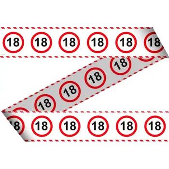 Narozeninová girlanda - bezpečnostní páska dopravní značka 18. narozeniny 15m