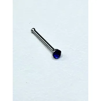 Piercing Ocelová nosovka rovná - barevný kamínek Tmavě modrá