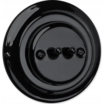 vypínač Keramický dvojitý vypínač ANTICA TOOGLE černý s páčkami, styl LOFT