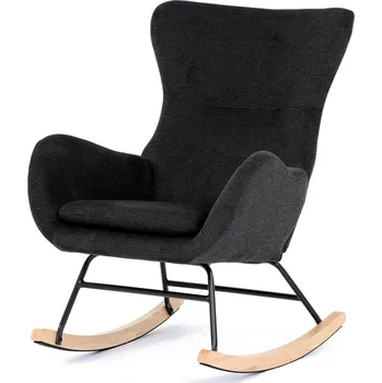 Křeslo Houpací křeslo JERRIS, potah černá látka, dřevěné nohy + vyzvednutí ZDARMA