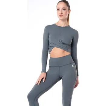 Dámská mikina Intermezzo,Crop top s dlouhým rukávem 6635, šedá M