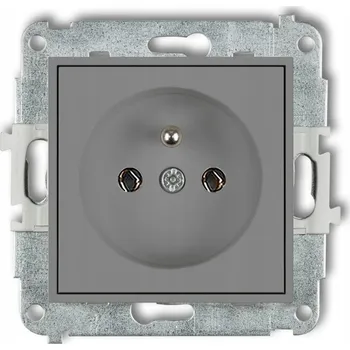 Elektrická zásuvka Karlik MINI Jednoduchá zásuvka s uzemněním šedá matná 27MGP-1z