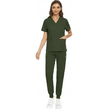 DÁMSKÝ ZDRAVOTNICKÝ KOMPLET SCRUB UNIFORM, MODEL CARE, TMAVĚ ZELENÁ BARVA, VEL. XL