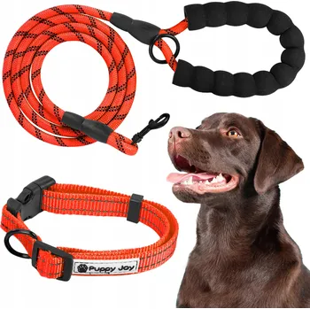 Obojek pro psa Vodítko + Obojek pro psa Reflexní Přepínací 1,5m Sada Červená