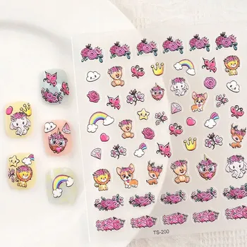 Samolepící Vypouklé 3D Samolepky na Nehty Vzory KRESLENÉ POSTAVIČKY POHÁDKY