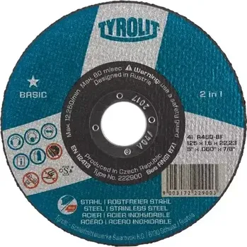 Řezný kotouč Řezný kotouč 125x1,6x22 Tyrolit ocel/nerez-Basic