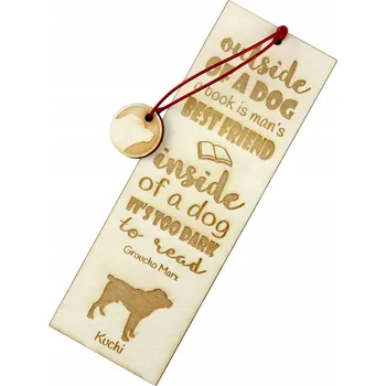 Doplněk ke knize Kuchi gravírovaná záložka do knihy se psem, jméno psa