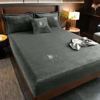 Prostěradlo Teplé zimní prostěradlo z jemného sametu | ložní prádlo - Tmavě šedá,140 x 200 cm