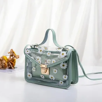 Kabelka Malá módní transparentní kabelka přes rameno | dámská crossbody kabelka - zelený
