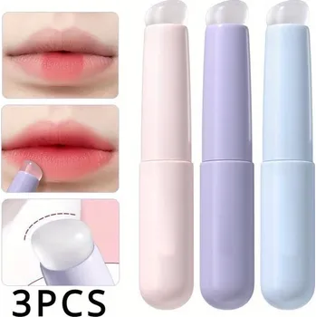 Péče o rty Siliconový štětec na rty s plastovou rukojetí | Aplikátor rtěnky a balzámu - 3PC smíšené barvy