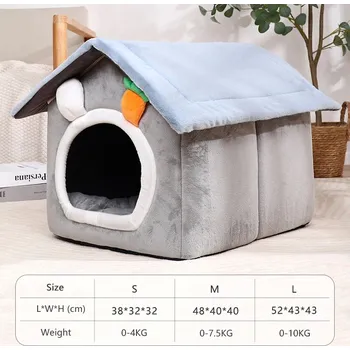 Pelíšek pro psa Zateplený pelíšek pro psy a kočky | skládací bouda - Šedá,Rozměry 38 x 32 x 32 cm