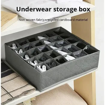 Úložný box Černý skládací organizér na prádlo 30 přihrádek | úložný box na prádlo