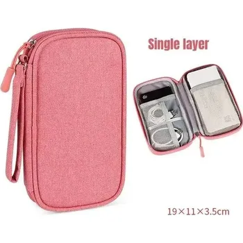 Cestovní taška Cestovní organizér kabelů | voděodolné pouzdro, přenosná taška - Růžová jednovrstvá