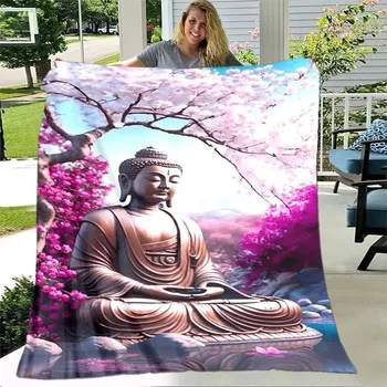 deka Flanelová deka s motivem buddhy | pléd do ložnice - 26,130 x 150 cm