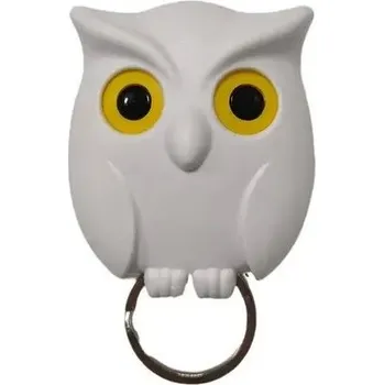 věšák na klíče Závěsný háček na klíče s motivem sovy | Domácí organizér na klíče - 1ks bílý