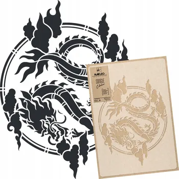 Šablona Malířská OPAKOVANĚ POUŽITELNÁ L 59x95cm VZOR DRAKA Orient ČÍNSKÝ DRAK KULATÝ