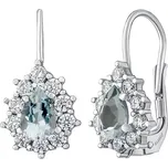 Zlaté náušnice kapky KRISTIN z bílého zlata s přírodním akvamarínem a čirými topazy