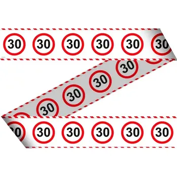 Narozeninová girlanda - bezpečnostní páska dopravní značka 30. narozeniny 15m