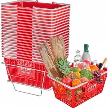 Nákupní košík VEVOR Nákupní košík 20 ks Červený 21L Plastový 420x300x210MM 11,14KG