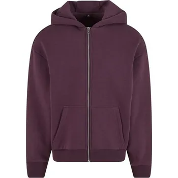 Pánská mikina Build Your Brand Hebká pánská mikina na zip Fluffy - Švestková | 3XL