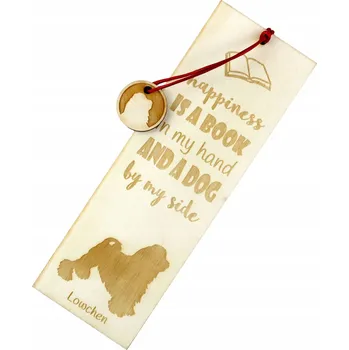 Doplněk ke knize Lvíček – gravírovaná záložka do knihy s motivem psa a jménem