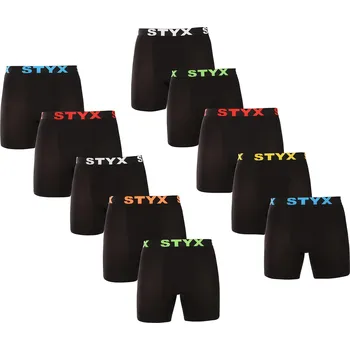 Boxerky 10PACK pánské boxerky Styx long sportovní guma černé (10UN9601) S Možnost vrácení zboží ZDARMA do 120 dnů!