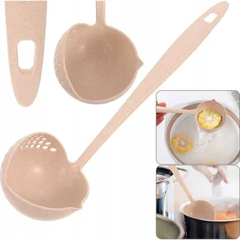 Naběračka CHOCHELKA CHOCHLA POLÉVKOVÁ LŽIČKA S CEDNÍKEM NABĚRAČKA SÍTKO CEDNÍK 2v1