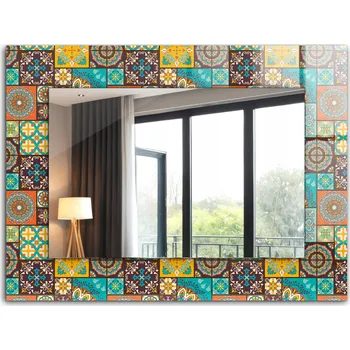 Zrcadlo Dekorativní zrcadlo na zeď s potiskem dekor 80x60 Barevné kachličky mozaika