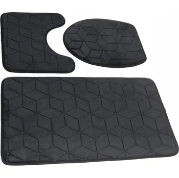 Koupelnová předložka Koupelnové předložky Euromat Sumba černé 3 kusy