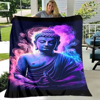 deka Flanelová deka s motivem buddhy | pléd do ložnice - 12,100x150 cm