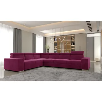 Sedací souprava Rozkládací rohová sedačka BERTA vínová 2-R-3