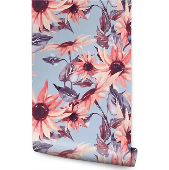 Fototapeta Tapeta do ložnice – květy, slunečnice, listy, růže