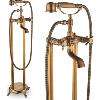 Vodovodní baterie Volně stojící dvouručková vanová a sprchová baterie Ari Retro zlatá