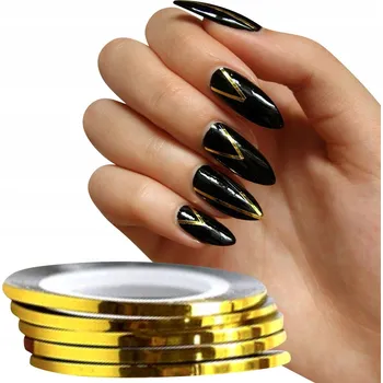 Zlatá ozdobná páska/nitka na nehty, samolepka 2mm