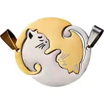 Náhrdelník IZMAEL Přívěsek na řetízek Double Cat Circle/Zlatá KP34540