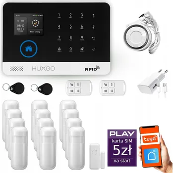 Sada domovního alarmu Bezdrátový alarm GSM + WiFi s aplikací TUYA, sada, HUXGO HXA003