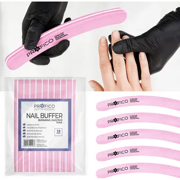 PROFICO Leštička na nehty 240/320 tvar banán růžová 10 Ks.