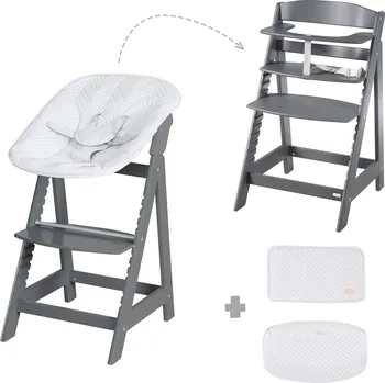 Dětské zboží roba Dětská jídelní židlička 2 v 1 "Born Up Zickzack" s vnitřní vložkou a redukcí na sedátko (antracitová)