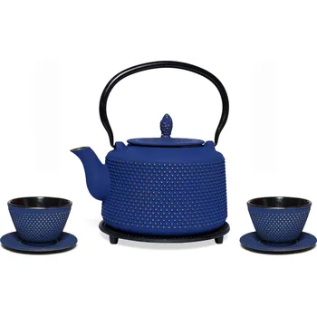 Čajová souprava Čajová zahrada Japonská litinová souprava Arare modrá 1400ml