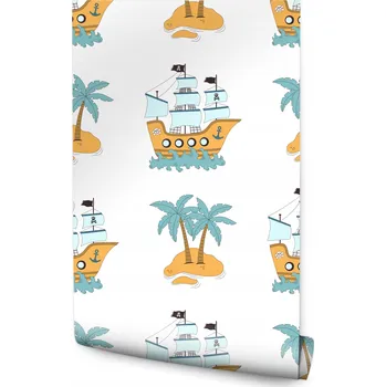 Fototapeta Dětská Tapeta Barevné Pohádkové LODĚ Piráti