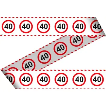 Narozeninová girlanda - bezpečnostní páska dopravní značka 40. narozeniny 15m