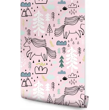 Fototapeta Tapeta pro děti - Růžoví jednorožci /260656731