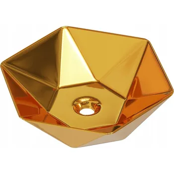 Umyvadlo na desku čtvercové Swiss Meyer DIAMENT 48 cm zlaté