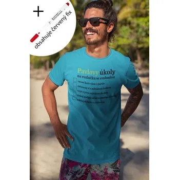Pánské tričko Úkoly na rozloučku se svobodou Barva: Tyrkysová, Velikost: XS